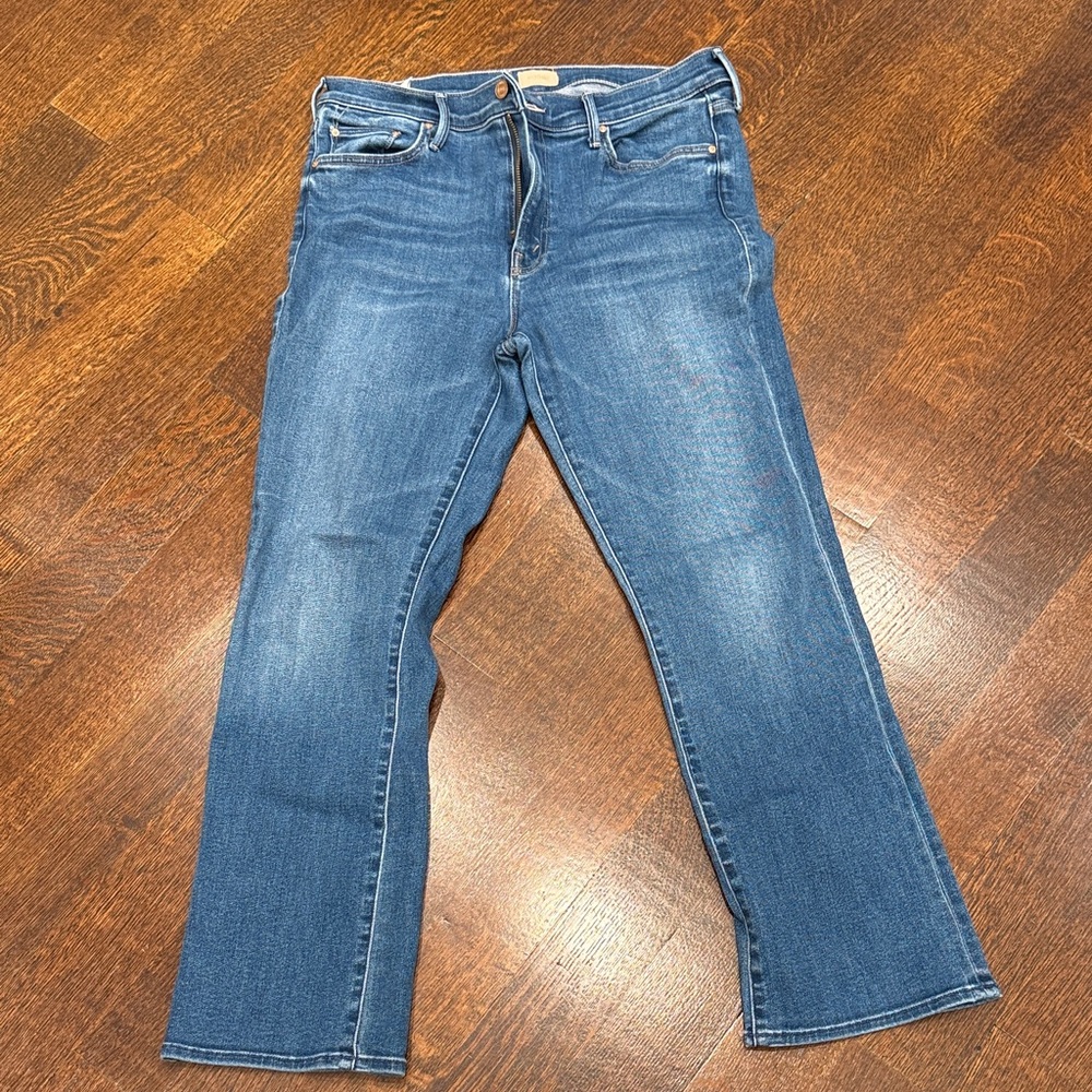 MOTHER Blue Ankle Cropped Jeans